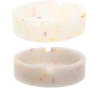 JEWEDECO 2pièces Cendrier de Bureau Silicone Lumineux Grand Capacité Ronde Résistant et Créatif Stockage Suie Intérieur et Extérieur Lot de Couleurs Phosphorescentes