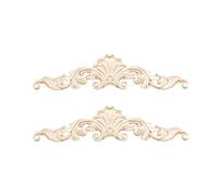 JEWEDECO Applique en Bois Sculpté Européen 2pcs Motifs Incrustés, Décoration Naturelle Beige pour Murs et Portes D'armoire, Design Délicat et Sécurisé