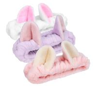 JEWEDECO Bandeau Facial en Velours pour Spa 3 Pièces Oreilles, Bandeaux Épais et Résistants pour Maquillage et Soins du Visage, pour Femmes en Spa ou Sport