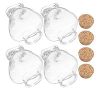 JEWEDECO Bocaux en Verre avec Bouchon en Liège Lot de 4 Forme de Cœur 160 ML, Matériau Verre et Bois, pour Créations Artisanales Délicates et Décoration Romantique