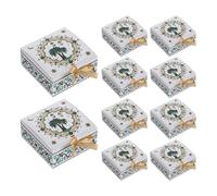 JEWEDECO Boîte Carrée en Papier avec Motifs Palmier et Croissant, Lot de 10 Pièces, Design Empilable pour Décoration de Fête Ramadan et Eid Mubarak
