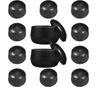 JEWEDECO Boîtes à Bougies Carrées en Tôle Noire 8oz pour Bougies Artisanales DIY Étanches Lot de 12 pour Voyage et Décoration Maison