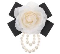 JEWEDECO Broche Fleur Camélia Perles en Tissu Épingle Décorative pour Robe et Chapeau Femme Cérémonie Banquet