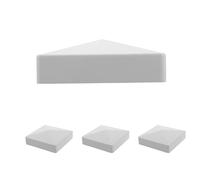 JEWEDECO Capuchons de Poteaux de Garde-Corps 4pcs, Chapeaux de Clôture Décoratifs PVC 10x10 cm, Dessus Plat, Pour Balcon et Jardin, Gris