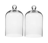 JEWEDECO Cloche en Verre Transparente 2pcs pour Fleurs Séchées et Rouges à Lèvres, Protection Délicate, Design Élégant de Dôme pour Coiffeuse ou Étagère