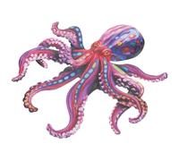 JEWEDECO Décoration Murale Camping en Fer Pieuvre Colorée Pourpre, Robuste et Unique, pour Jardin Extérieur et Clôture, Accroche Murale Originale