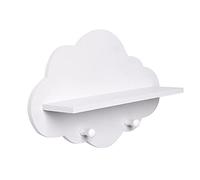 JEWEDECO Étagère Murale en Bois Plastique Blanc Forme Nuage avec Crochets Pratique pour Rangement et Décoration Intérieure Chambre ou Porche