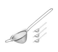 JEWEDECO Filtre Inoxydable à Manche Conique Fine pour Long avec Mailles Fines Passoire Liquides en Acier 4pcs et Facile à Nettoyer pour Cocktails, Café Thé pour Usage Professionnel