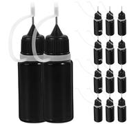 JEWEDECO Flacons à Aiguille Distributeurs Rechargeables Lot de 20 de 10ml en Plastique Noir pour Colle Liquide, Bricolage Précision