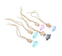 JEWEDECO Flacons de Parfum Suspendus Rechargeables Corde en Bois 5pcs en Verre Anti-Fuite Couleur Aléatoire pour Parfum, Désodorisant Voiture et Maison
