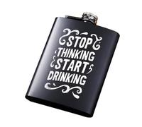 JEWEDECO Flasque Bouteille D'alcool de Poche Sécurisée 8 Oz Portable Noir Mat en Acier Inoxydable Lettres Anglaises Pêche et Tailgating