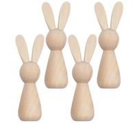 JEWEDECO Lot de 4 Lapins en Bois Inachevés à Décorer, Légers et Créatifs, Décoration de Table pour Amis et Famille
