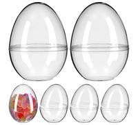 JEWEDECO Lot de 6 Gros Oeuf en Plastique Transparent Multi-usage, Boîte de Pâques en Plastique Creative et Hermétique pour Emballage de Bonbons Lors de Noël