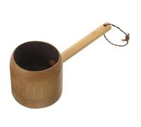 JEWEDECO Louche Naturelle 25 CM Crochet Suspendu pour Bain et Arrosage, Poignée Confortable pour Rinçage des Cheveux et Usage Quotidien