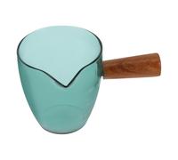 JEWEDECO Pichet à Lait en Verre 90ml avec Poignée en Bois, Portable et Pratique pour Café et Barbecues Maison