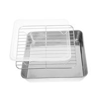 JEWEDECO Plaque de Cuisson Rectangulaire Manipulation Sûre en Acier Inoxydable avec Grille et Couvercle, Surface Antiadhésive Cuisine et Barbecue D'extérieur