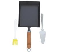 JEWEDECO Poêle à Omelette Japonaise en Fonte Noire, Forme Rectangulaire Fond Plat, Antiadhésive et Gain de Place, Cuisine Classique et Cuisinières à Gaz