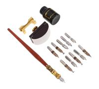 JEWEDECO Porte-plumage de Calligraphie Vintage, Stylo à Dessin pour Artistes, Bois et Acier Inoxydable, Absorbeur D’encre et Porte-stylo, pour Écriture et Dessin, Débutants, Style Européen