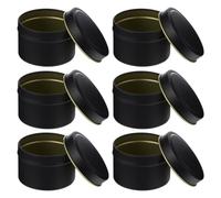 JEWEDECO Pots à Bougies Design Portable Lot de 6 Ronds en Fer Noir, Capacité Modérée pour Fabrication de Bougies Artisanales et Rangement de Bijoux