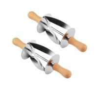 JEWEDECO Rouleau à Croissant en Acier Inoxydable et Bois Résistant aux Rayures, 2 Pièces, Outil Cuisine Cuisson Pâte à Croissant