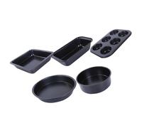 JEWEDECO Set de 5 Moules à Gâteau en Acier Carbone Fond Vivant, Facile à Nettoyer, pour Cuisson de Pizza, Toast et Cheesecake à Domicile
