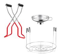 JEWEDECO Support à Conserves et Couleur Aléatoire Compatible Lave-vaisselle Réutilisable pour en Acier Inoxydable 3 Pièces Pince à Bocaux Antidérapante Entonnoir Cannelé