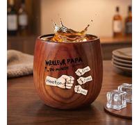 Jeweidea Cadeau Fête des Pères, Cadeau Papa Papy Papi, Verre à Whisky en Bois Personnalisé pour Homme avec Gravure Prénom, Cadeaux Anniversaire Papa, Cadeaux Personnalisé Homme (Style 3)