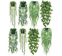 Jexine Lot de 8 Plantes artificielles à Suspendre avec Pot - Plantes artificielles en Pot - Décoration Murale pour Maison, Chambre, Bureau, intérieur et extérieur, terrasse, Jardin