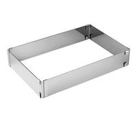 Jexnovashop-7709 Cadre À Gâteau Rectangle Réglable, Cadre Extensible, Moule À Gâteau Rectangle, Acier Inoxydable, Argent, 27,5-52 X 18,5-34 Cm
