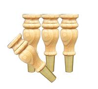 JFHEUEHY Lot de 4 pieds de table en bois d'hévéa pour meuble, charge maximale de 500 kg, avec manchon en cuivre, pieds de canapé (20 cm, couleur vernis)