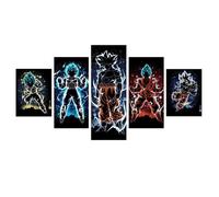 JFI-2881 Affiche murale de dessin animé Dragon Ball, Goku Saiyan, 5 panneaux, peinture sur toile, décoration (Sans cadre)
