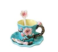 JFNKLFG Tasse à café colorée sous glaçure dessinée la main, ensemble de plats, tasse créative, thé noir exquis, fleur tournesol, Art, 200ml Pour thé café(ColorB-200ML)