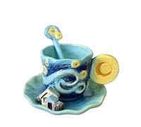 JFNKLFG Tasse à café colorée sous glaçure dessinée la main, ensemble de plats, tasse créative, thé noir exquis, fleur tournesol, Art, 200ml Pour thé café(ColorC-200ML)