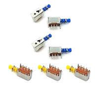 JFQOWCMP 10 pièces échantillon A04 6P Bleu/Jaune Bouton loquet Micro Mini Bouton Poussoir Interrupteur électronique avec 2 Broches Fixes