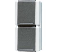 JG 822 W - Prise femelle avec couvercle à charnière, double, verticale