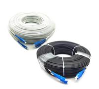 JGFDHKY Cordon de raccordement en fibre optique d'extérieur 100-200 m monomode SM FTTH cordon de raccordement 1/2/4 noyaux (100 m 2 cœurs noir, LC-LC)