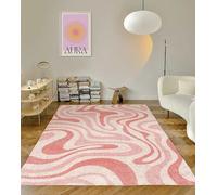 JGGXHM Tapis de décoration rétro Rose Groovy Wave pour Chambre à Coucher, Salon, Moderne, Tendance, Grande Surface, pour intérieur 60x100cm