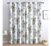 JHAHZJ Rideau Occultant Koala, Rideaux Thermiques à Oeillets pour Salon Chambre Fenetre, Motif Animal De Dessin Animé Mignon Rideaux Lot De 2 Moderne Décoration De Fenêtre, 75x166 cm (L x H)