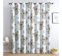 JHAHZJ Rideau Occultant Koala, Rideaux Thermiques à Oeillets pour Salon Chambre Fenetre, Motif Animal De Dessin Animé Mignon Rideaux Lot De 2 Moderne Décoration De Fenêtre, 140x240 cm (L x H)