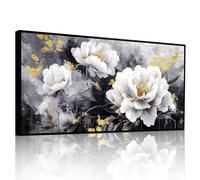 JHHUAMO Tableau Decoration Murale Salon, Grand Moderne Cadre Tableau Mural Décoratif Maison, Impression sur Toile Vegetale Naturelle Fleurs Blanches pour Chambre Salle Bureau 60x120 cm