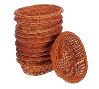 JHKNNK 10 Pièces Petit Panier Rotin Ovale, Tressé à Main, Marron | Structure Ajourée Empilable, Format 15,50x11,50x4,00cm, pour Comptoir et Réunions Familiales