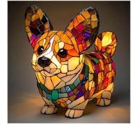 JHNGYJY Lampe de Table Série Chien - Lampe de Nuit Rétro en Résine, Veilleuse LED 3D Chiot, Lampe de Chevet Animale USB pour Chambre, Salon et Cadeau Amoureux des Chiens, Corgi A