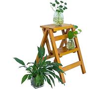 JHPfdhDTR Tabouret, Chaise échelle Pliante en Bois, 2 escabeaux, escabeau Portable(Natural)