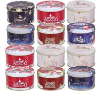 JHubers Goods - Mini boîtes à biscuits de Noël - Lot de 5 pièces - Avec couvercle - Idéales pour offrir - Boîtes en métal - Biscuits et bonbons - Vacances de Noël - Dimensions : 15 x 4,5 cm