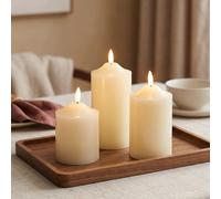 JHY DESIGN Bougies sans flamme 3D Set 10/12 / 15cm de haut Vraie cire Bougie de batterie Piliers LED scintillante Minuteries de télécommande à 8 touches pour noël (lot de 3)