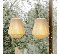 JHY DESIGN Lot de 2 suspensions à piles - 20,5 cm de haut - Corde en coton tressé - Lampe suspendue décorative - Lampe suspendue en corde de chanvre et rotin - Avec minuterie de 6 heures - Pour
