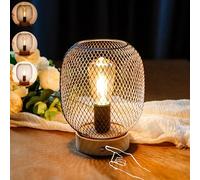 JHY DESIGN Touch - Lampe de chevet en métal - Lanterne LED à piles avec ampoule - Lumière d'accentuation sans fil pour mariages, événements sur la terrasse, pour l'intérieur et l'extérieur - Ronde