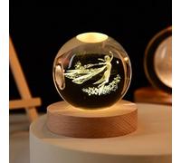 JHzood Boule de Cristal 3D Gravure Laser Interne, Veilleuse Astrale Planétaire & Animaux, Décoration de Table LED pour Cadeau d'Anniversaire,Décoration maison,Veilleuse astrale,80cm (Fairy)