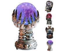 JHzood Lampe à Plasma Gothique, Sphère Lumineuse Électrique sur Socle Crâne, Aigle ou Main, Décoration Maison Halloween, Décoration Gothique pour Maison,Alimentation par USB (Hand)