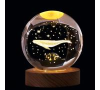 JHzood Lampe Décorative Veilleuse Boule De Cristal 3d, Boule De Cristal Avec Base, Système Solaire Planètes Boule De Cristal Sphère Décoration De Table Artisanat (Whales)